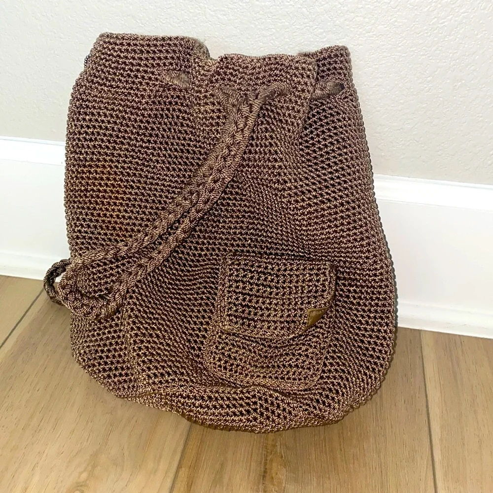 VGUC the Sak Brand Backpack Purse Woven Braided Weave Drawstring Bag